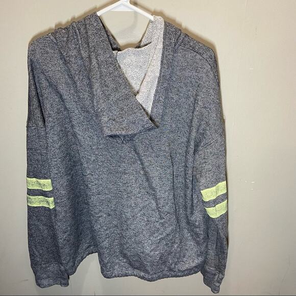 Sundry Hoodie Sweatshirt Drawstring Waist Varsity Heathered Gray 2 Medium - Picture 4 of 4